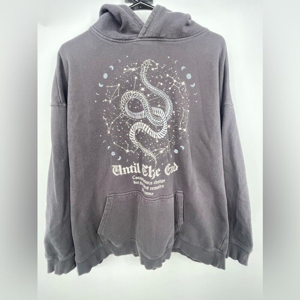 Ardene black /gray hoodie size‎ Large with graphic design